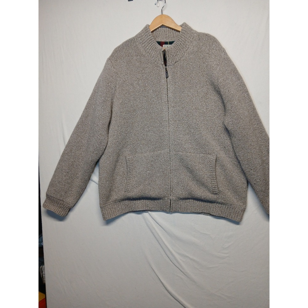 Vintage‎ LL bean wool flannel lined zip up sweater mens XXL